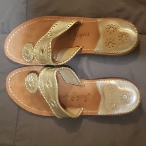 Jack Roger's 1960 Flat sandal size 9, silver,1/2 inch heel.